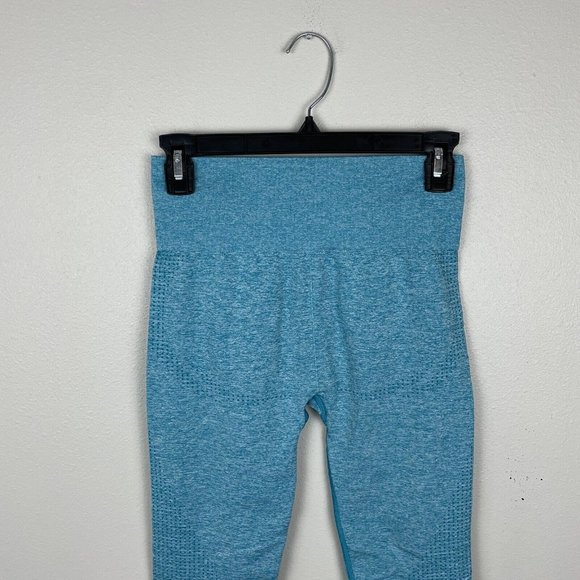 Gymshark Energy Seamless Leggings Aqua Blue High Rise Size S Small Ankle Length - Picture 2 of 7